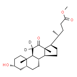 ChemSpider 2D Image | Methyl (3alpha,5beta,8alpha,20R)-3-hydroxy-12-oxo(11,11-~2~H_2_)cholan-24-oate | C25H38D2O4