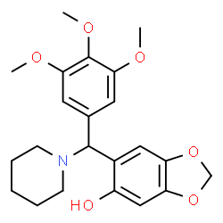 ChemSpider 2D Image | 6-[1-Piperidinyl(3,4,5-trimethoxyphenyl)methyl]-1,3-benzodioxol-5-ol | C22H27NO6