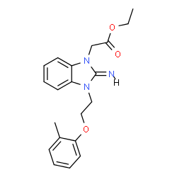 ChemSpider 2D Image | Ethyl {(2E)-2-imino-3-[2-(2-methylphenoxy)ethyl]-2,3-dihydro-1H-benzimidazol-1-yl}acetate | C20H23N3O3