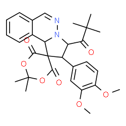 ChemSpider 2D Image | 2'-(3,4-Dimethoxyphenyl)-3'-(2,2-dimethylpropanoyl)-2,2-dimethyl-2',3'-dihydro-10b'H-spiro[1,3-dioxane-5,1'-pyrrolo[2,1-a]phthalazine]-4,6-dione | C29H32N2O7