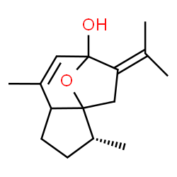 ChemSpider 2D Image | (2R)-9-Isopropylidene-2,6-dimethyl-11-oxatricyclo[6.2.1.0~1,5~]undec-6-en-8-ol | C15H22O2