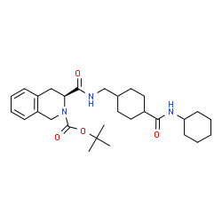 ChemSpider 2D Image | 2-Methyl-2-propanyl (3S)-3-({[4-(cyclohexylcarbamoyl)cyclohexyl]methyl}carbamoyl)-3,4-dihydro-2(1H)-isoquinolinecarboxylate | C29H43N3O4