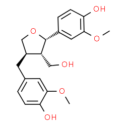ChemSpider 2D Image | 4-[(2S,3S,4R)-4-(4-Hydroxy-3-methoxybenzyl)-3-(hydroxymethyl)tetrahydro-2-furanyl]-2-methoxyphenol | C20H24O6