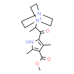 ChemSpider 2D Image | 1-{1-[4-(Methoxycarbonyl)-3,5-dimethyl-1H-pyrrol-2-yl]-1-oxo-2-propanyl}-4-aza-1-azoniabicyclo[2.2.2]octane | C17H26N3O3