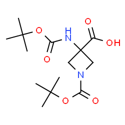 ChemSpider 2D Image | 1-[(tert-butoxy)carbonyl]-3-{[(tert-butoxy)carbonyl]amino}azetidine-3-carboxylic acid | C14H24N2O6