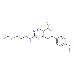 ChemSpider 2D Image | 2-(3-ethoxypropylamino)-7-(4-methoxyphenyl)-7,8-dihydroquinazolin-5(6H)-one | C20H25N3O3