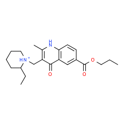 ChemSpider 2D Image | 2-Ethyl-1-{[2-methyl-4-oxo-6-(propoxycarbonyl)-1,4-dihydro-3-quinolinyl]methyl}piperidinium | C22H31N2O3