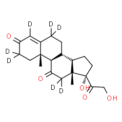 ChemSpider 2D Image | (10alpha,17alpha)-17,21-Dihydroxy(2,2,4,6,6,12,12-~2~H_7_)pregn-4-ene-3,11,20-trione | C21H21D7O5