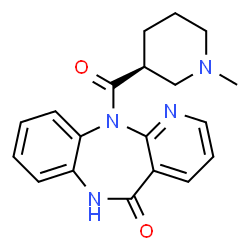 ChemSpider 2D Image | 11-{[(3S)-1-Methyl-3-piperidinyl]carbonyl}-6,11-dihydro-5H-pyrido[2,3-b][1,5]benzodiazepin-5-one | C19H20N4O2