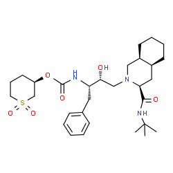 ChemSpider 2D Image | (3R)-1,1-Dioxidotetrahydro-2H-thiopyran-3-yl {(2S,3R)-3-hydroxy-4-[(3S,4aS,8aS)-3-[(2-methyl-2-propanyl)carbamoyl]octahydro-2(1H)-isoquinolinyl]-1-phenyl-2-butanyl}carbamate | C30H47N3O6S