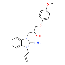 ChemSpider 2D Image | 3-Allyl-2-amino-1-[2-hydroxy-3-(4-methoxyphenoxy)propyl]-1H-3,1-benzimidazol-3-ium | C20H24N3O3
