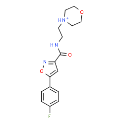 ChemSpider 2D Image | 4-[2-({[5-(4-Fluorophenyl)-1,2-oxazol-3-yl]carbonyl}amino)ethyl]morpholin-4-ium | C16H19FN3O3