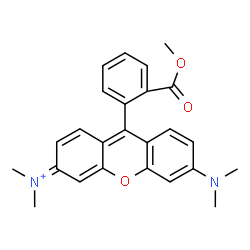 ChemSpider 2D Image | 6-(Dimethylamino)-9-[2-(methoxycarbonyl)phenyl]-N,N-dimethyl-3H-xanthen-3-iminium | C25H25N2O3