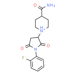ChemSpider 2D Image | 4-Carbamoyl-1-[1-(2-fluorophenyl)-2,5-dioxo-3-pyrrolidinyl]piperidinium | C16H19FN3O3