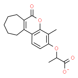 ChemSpider 2D Image | 2-[(4-Methyl-6-oxo-6,7,8,9,10,11-hexahydrocyclohepta[c]chromen-3-yl)oxy]propanoate | C18H19O5