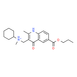 ChemSpider 2D Image | N-Methyl-N-{[2-methyl-4-oxo-6-(propoxycarbonyl)-1,4-dihydro-3-quinolinyl]methyl}cyclohexanaminium | C22H31N2O3