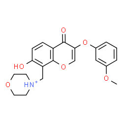 ChemSpider 2D Image | 4-{[7-Hydroxy-3-(3-methoxyphenoxy)-4-oxo-4H-chromen-8-yl]methyl}morpholin-4-ium | C21H22NO6