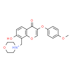ChemSpider 2D Image | 4-{[7-Hydroxy-3-(4-methoxyphenoxy)-4-oxo-4H-chromen-8-yl]methyl}morpholin-4-ium | C21H22NO6