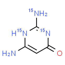 ChemSpider 2D Image | 6-Amino-2-(~15~N)amino-4(1H)-(~15~N_2_)pyrimidinone | C4H6N15N3O