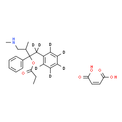 ChemSpider 2D Image | 3-Methyl-4-(methylamino)-2-phenyl-1-(~2~H_5_)phenyl(1,1-~2~H_2_)-2-butanyl propanoate (2Z)-2-butenedioate (1:1) | C25H24D7NO6