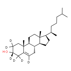 ChemSpider 2D Image | (3alpha)-(2,2,3,4,4,6-~2~H_6_)Cholest-5-en-3-ol | C27H40D6O