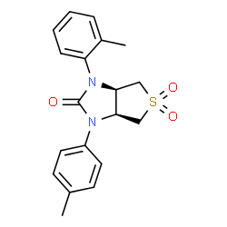 ChemSpider 2D Image | (3aS,6aR)-1-(2-Methylphenyl)-3-(4-methylphenyl)tetrahydro-1H-thieno[3,4-d]imidazol-2(3H)-one 5,5-dioxide | C19H20N2O3S