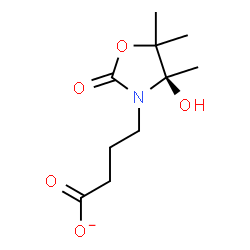 ChemSpider 2D Image | 4-[(4R)-4-Hydroxy-4,5,5-trimethyl-2-oxo-1,3-oxazolidin-3-yl]butanoate | C10H16NO5