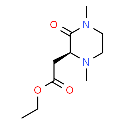 ChemSpider 2D Image | Ethyl [(2S)-1,4-dimethyl-3-oxo-2-piperazinyl]acetate | C10H18N2O3