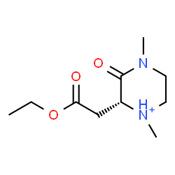 ChemSpider 2D Image | (2R)-2-(2-Ethoxy-2-oxoethyl)-1,4-dimethyl-3-oxopiperazin-1-ium | C10H19N2O3