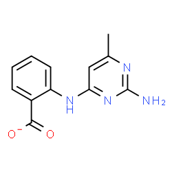 ChemSpider 2D Image | 2-[(2-Amino-6-methyl-4-pyrimidinyl)amino]benzoate | C12H11N4O2