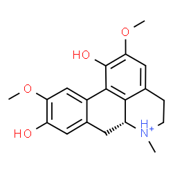 ChemSpider 2D Image | (6aR)-1,9-Dihydroxy-2,10-dimethoxy-6-methyl-5,6,6a,7-tetrahydro-4H-dibenzo[de,g]quinolinium | C19H22NO4