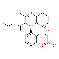 ChemSpider 2D Image | {2-[(4R)-3-(Ethoxycarbonyl)-2-methyl-5-oxo-3,4,5,6,7,8-hexahydro-4-quinolinyl]phenoxy}acetate | C21H22NO6