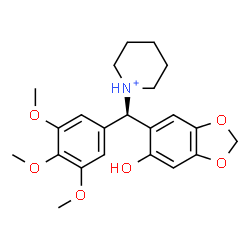 ChemSpider 2D Image | 1-[(R)-(6-Hydroxy-1,3-benzodioxol-5-yl)(3,4,5-trimethoxyphenyl)methyl]piperidinium | C22H28NO6