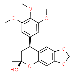 ChemSpider 2D Image | (6R,8S)-6-Methyl-8-(3,4,5-trimethoxyphenyl)-7,8-dihydro-6H-[1,3]dioxolo[4,5-g]chromen-6-ol | C20H22O7