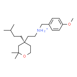 ChemSpider 2D Image | 2-[(4S)-2,2-Dimethyl-4-(3-methylbutyl)tetrahydro-2H-pyran-4-yl]-N-(4-methoxybenzyl)ethanaminium | C22H38NO2