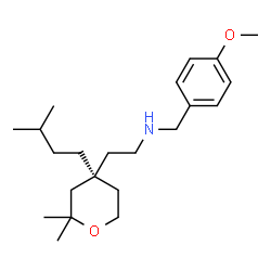 ChemSpider 2D Image | 2-[(4S)-2,2-Dimethyl-4-(3-methylbutyl)tetrahydro-2H-pyran-4-yl]-N-(4-methoxybenzyl)ethanamine | C22H37NO2