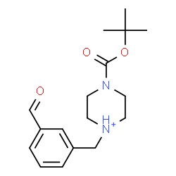 ChemSpider 2D Image | 1-(3-Formylbenzyl)-4-{[(2-methyl-2-propanyl)oxy]carbonyl}piperazin-1-ium | C17H25N2O3