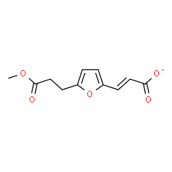 ChemSpider 2D Image | (2E)-3-[5-(3-Methoxy-3-oxopropyl)-2-furyl]acrylate | C11H11O5
