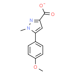 ChemSpider 2D Image | 5-(4-Methoxyphenyl)-1-methyl-1H-pyrazole-3-carboxylate | C12H11N2O3