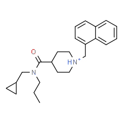 ChemSpider 2D Image | 4-[(Cyclopropylmethyl)(propyl)carbamoyl]-1-(1-naphthylmethyl)piperidinium | C24H33N2O
