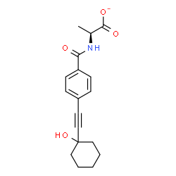 ChemSpider 2D Image | (2S)-2-({4-[(1-Hydroxycyclohexyl)ethynyl]benzoyl}amino)propanoate | C18H20NO4