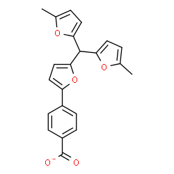 ChemSpider 2D Image | 4-{5-[Bis(5-methyl-2-furyl)methyl]-2-furyl}benzoate | C22H17O5