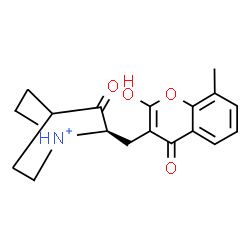 ChemSpider 2D Image | (2R)-2-[(2-Hydroxy-8-methyl-4-oxo-4H-chromen-3-yl)methyl]-3-oxo-1-azoniabicyclo[2.2.2]octane | C18H20NO4