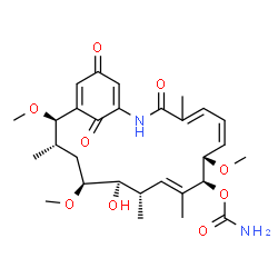 ChemSpider 2D Image | (6Z,8S,9S,10E,12S,13R,14S,16S,17R)-13-Hydroxy-8,14,17-trimethoxy-4,10,12,16-tetramethyl-3,20,22-trioxo-2-azabicyclo[16.3.1]docosa-1(21),4,6,10,18-pentaen-9-yl carbamate | C29H40N2O9