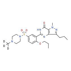 ChemSpider 2D Image | 1-Methyl-5-(5-{[4-(~2~H_3_)methyl-1-piperazinyl]sulfonyl}-2-propoxyphenyl)-3-propyl-1,6-dihydro-7H-pyrazolo[4,3-d]pyrimidin-7-one | C23H29D3N6O4S