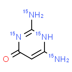 ChemSpider 2D Image | 2,6-Bis[(~15~N)amino]-4(1H)-(~15~N_2_)pyrimidinone | C4H615N4O