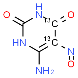 ChemSpider 2D Image | 6-Amino-5-nitroso-2,4(1H,3H)-(4,5-~13~C_2_)pyrimidinedione | C213C2H4N4O3
