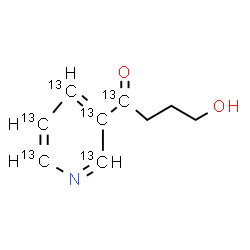ChemSpider 2D Image | 4-Hydroxy-1-[(~13~C_5_)-3-pyridinyl]-1-(1-~13~C)butanone | C313C6H11NO2