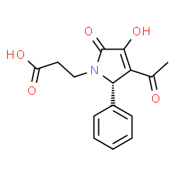 ChemSpider 2D Image | 3-[(2S)-3-Acetyl-4-hydroxy-5-oxo-2-phenyl-2,5-dihydro-1H-pyrrol-1-yl]propanoic acid | C15H15NO5