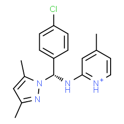 ChemSpider 2D Image | 2-{[(R)-(4-Chlorophenyl)(3,5-dimethyl-1H-pyrazol-1-yl)methyl]amino}-4-methylpyridinium | C18H20ClN4